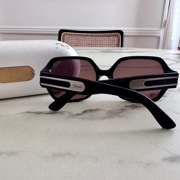 Authentic Chloé Oversized Sunglasses – Geometric Purple Frames main image 4